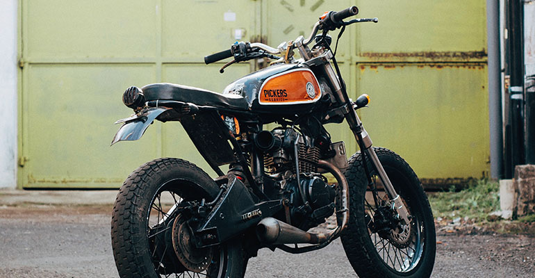 Classic black and orange motorcycle For Sale